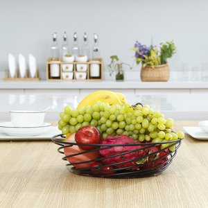 GuangYang Metal Wire Fruit Basket,Stand Storage Bowl for Vegetables,Bread,Snacks,Candy and Home Decorative,Black logo
