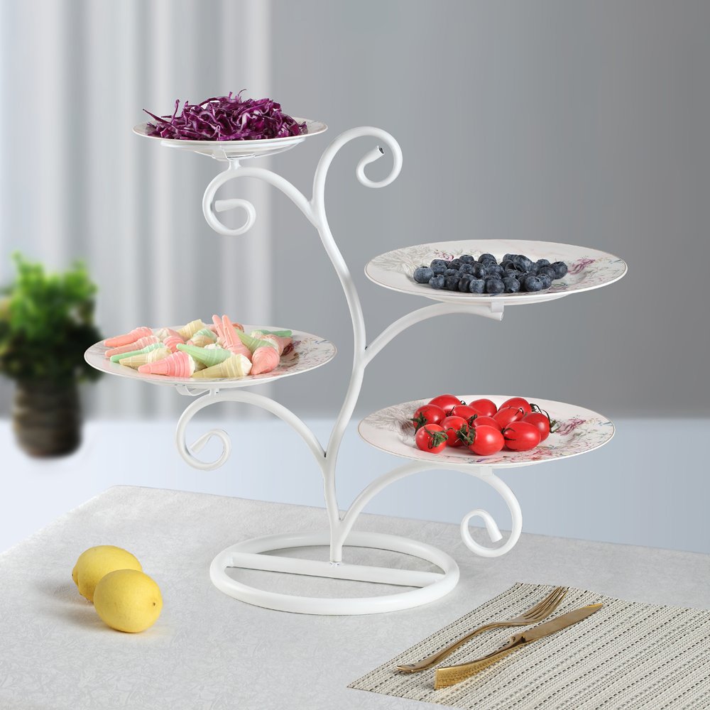 GuangYang Multi-Tier Serving Stand, Foldable Food Display Stand - Serving Trays for Christmas Party,White Frame logo