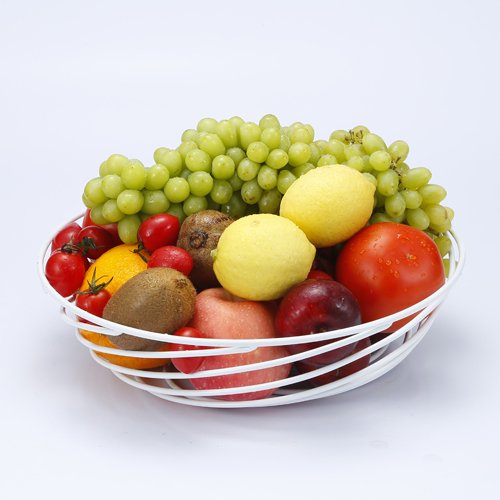 GuangYang Big Fruit Basket Bowl - Simple Shape Design Storage Holder for Vegetables,Bread,Snacks,Candy and Home Decorative,White logo
