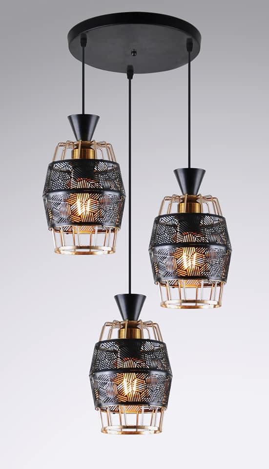 LED Pendant Light Three Heads Modern Simple Gold Black or white