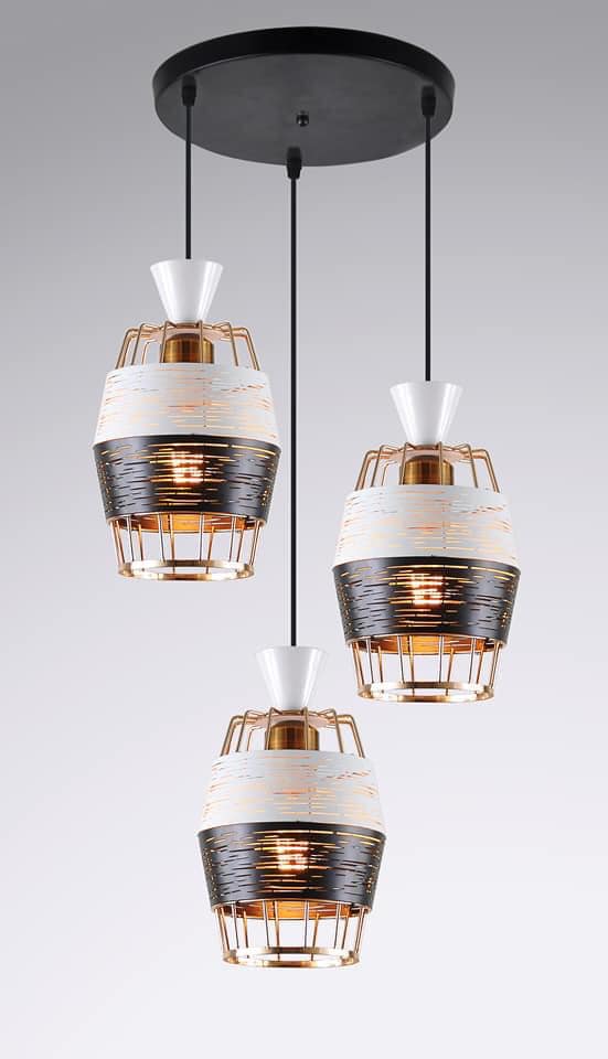 LED Pendant Light Three Heads Modern Simple Gold Black or white