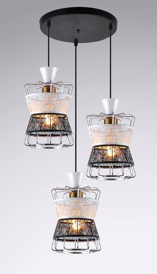 LED Pendant Light Three Heads Modern Simple Gold Black or white