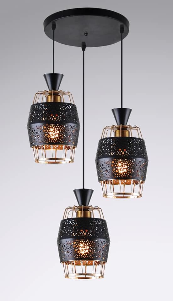 LED Pendant Light Three Heads Modern Simple Gold Black or white