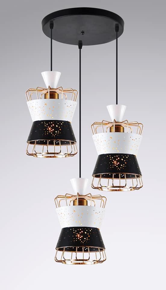 LED Pendant Light Three Heads Modern Simple Gold Black or white