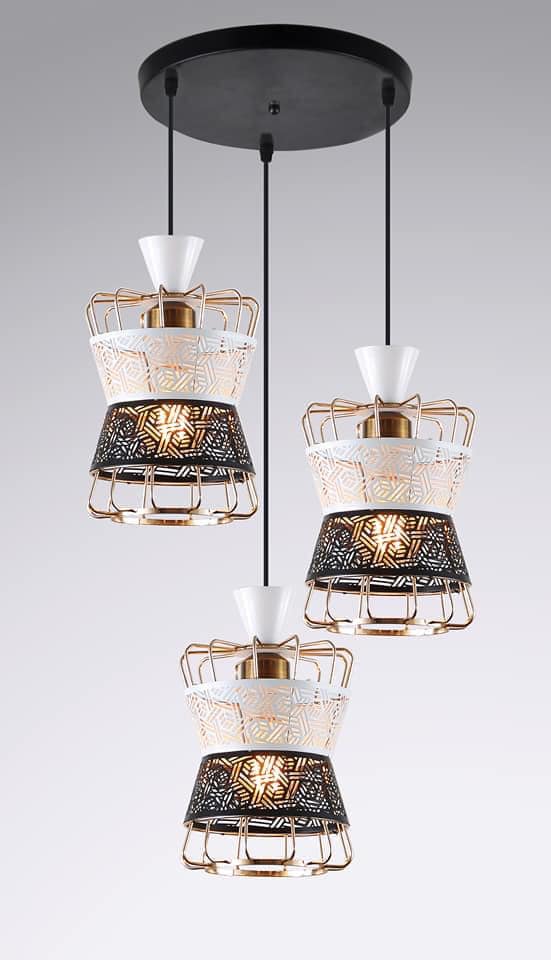 LED Pendant Light Three Heads Modern Simple Gold Black or white