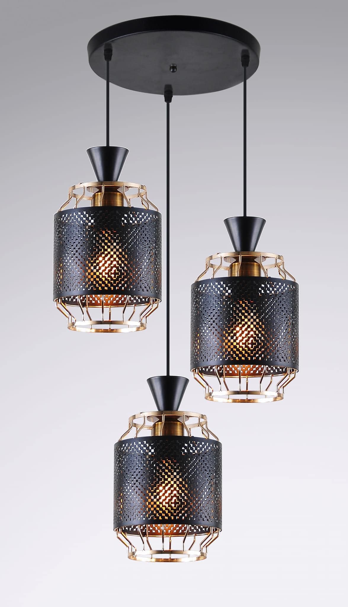 LED Pendant Light Three Heads Modern Simple Gold Black or white