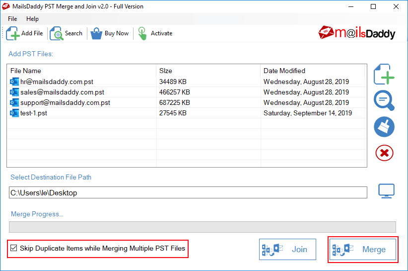 MailsDaddy PST Merge and Join Tool