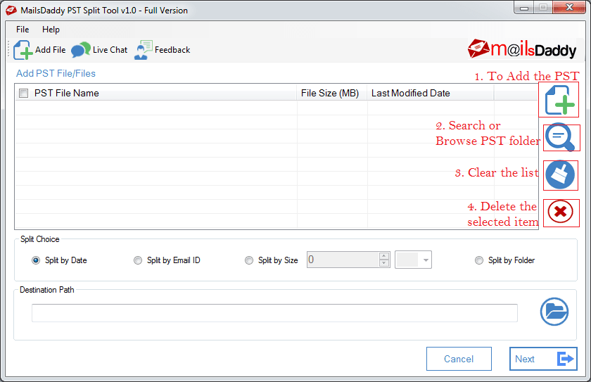 MailsDaddy PST Split Tool