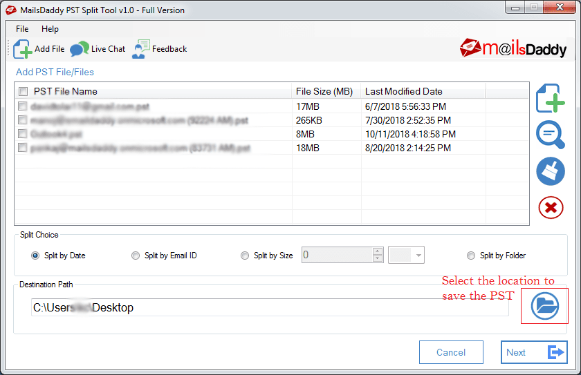 MailsDaddy PST Split Tool