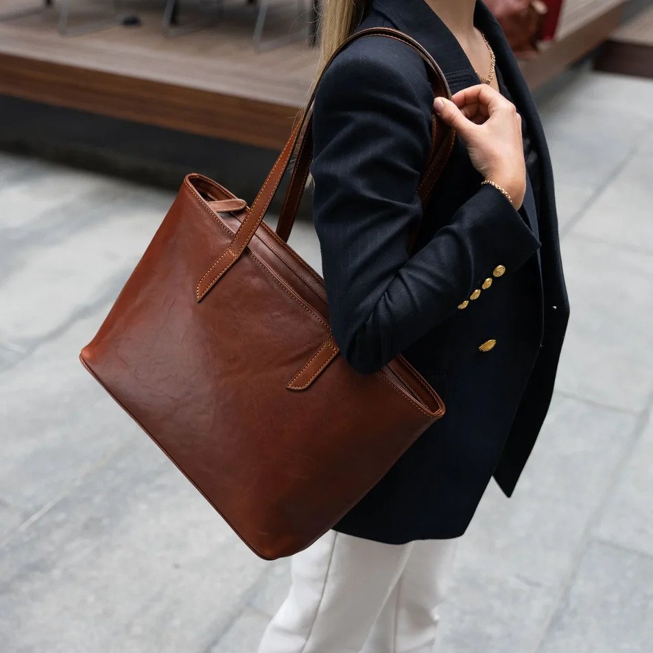 Real leather bags logo