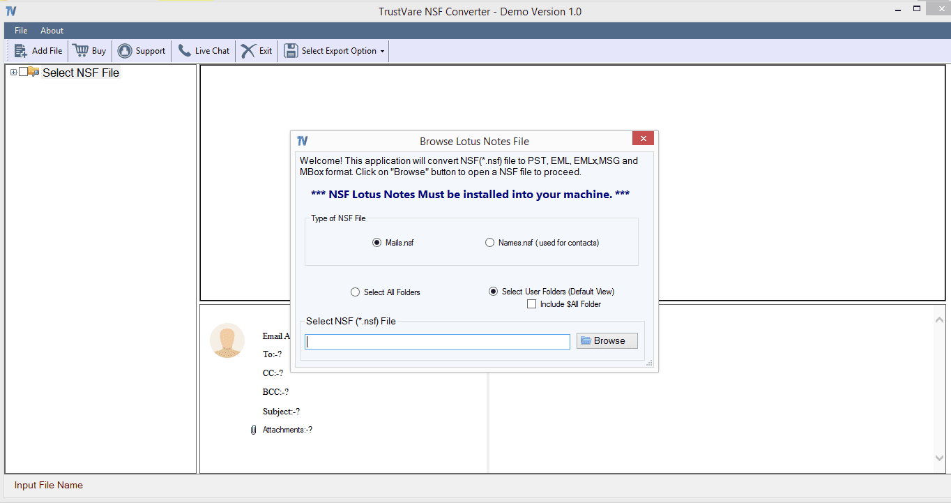 TrustVare NSF to PST Converter Tool