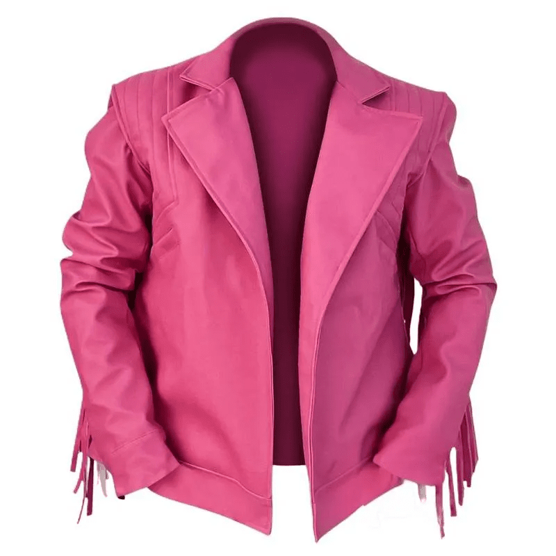 Jason Momoa A Minecraft Movie Pink Fringe Jacket