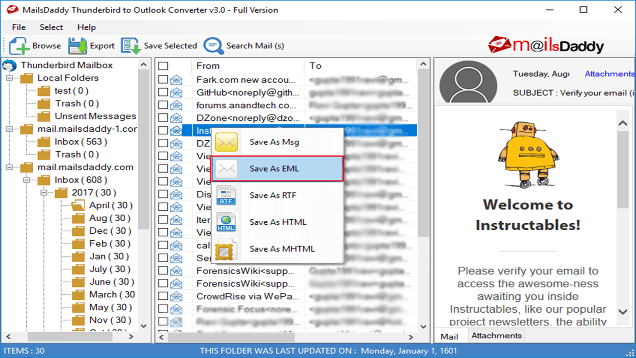 Thunderbird to Outlook Converter