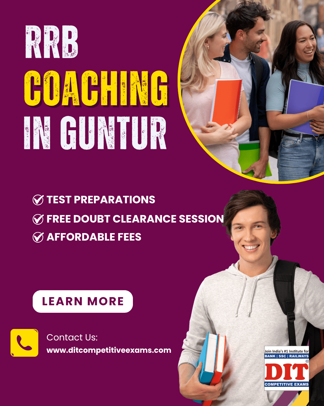 Dit Competitive Exams Guntur – Bank PO Clerk, SSC CGL CHSL, RRB, APPSC, Group, Insurance Coaching Centre in Guntur