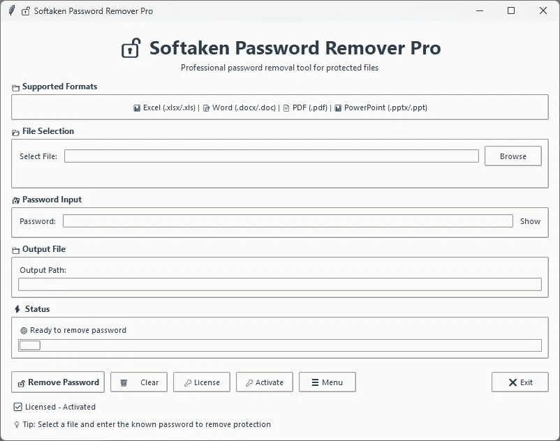 Softaken Freeware Word Password Remover Software