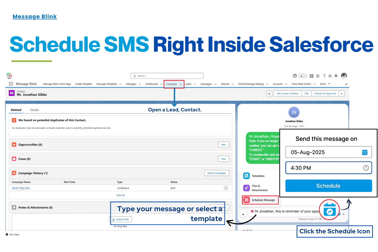 Message Blink- Salesforce SMS Messaging App
