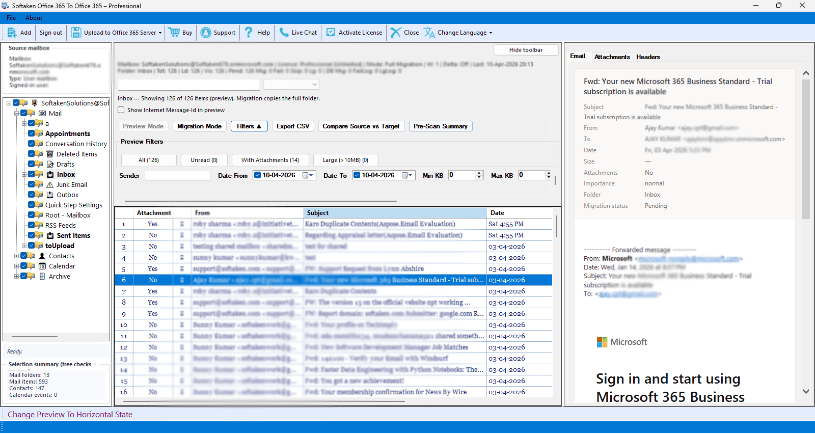 Softaken Office 365 to Office 365 transfer Tool