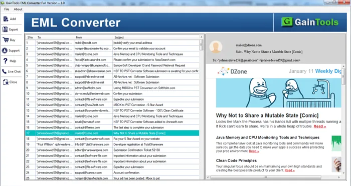 GainTools EML to PST Converter