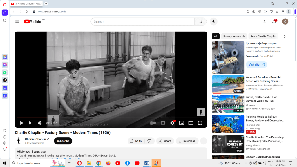 Charlie Chaplin manufacturing humour